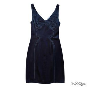 Zac Posen Embroidered Bodycon Slinky Little Black Dress SZ 8